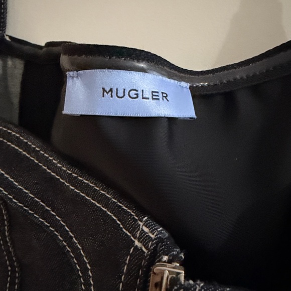 Mugler blue & black paneled denim bodysuit - Picture 2 of 3